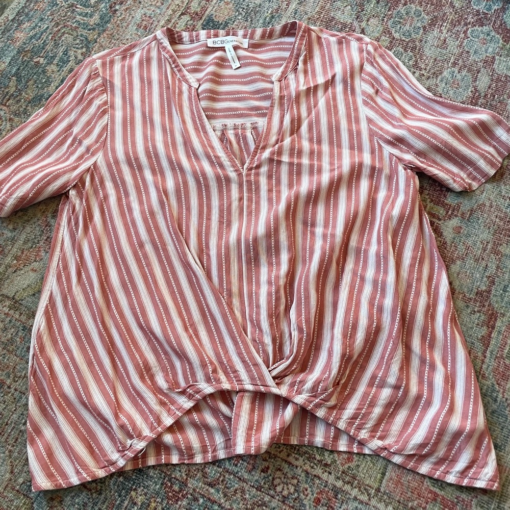 BCBGMAXAZRIA Women's Striped Pink Top